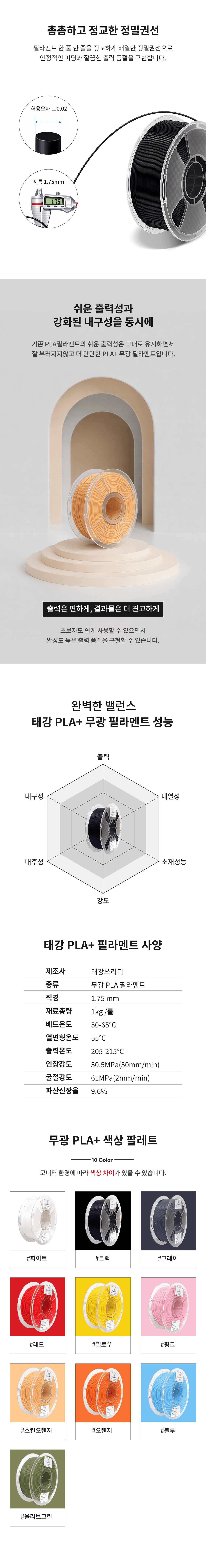 무광 PLA+ 필라멘트 상세 4
